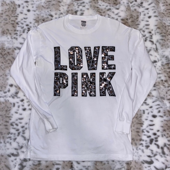VS PINK Bling Cheetah l/s campus top XS EUC! - Picture 2 of 4